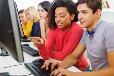 Students at a computer